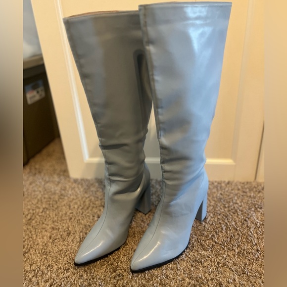 Boots: NWOT Y2K Blue Posie Knee High Boots - Picture 2 of 2